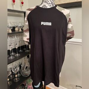 PUMA Men's Black Tee with Camouflage Sleeves